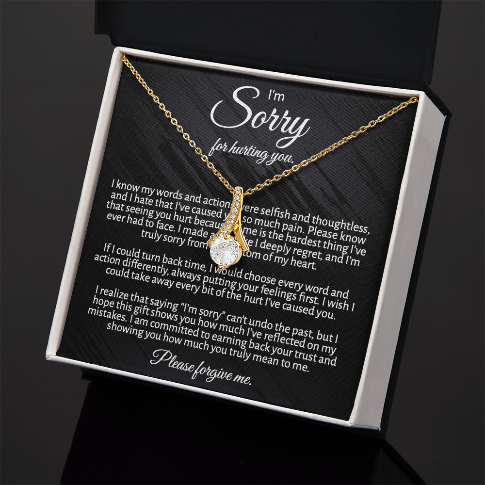 "I'm  Sorry" Apology Gift for Her - Alluring Beauty necklace with Message Card