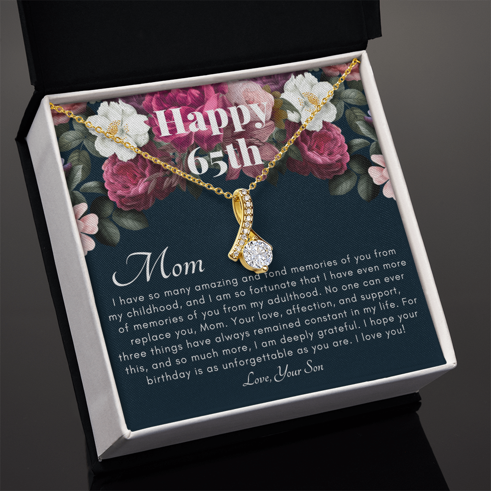 To My Mother: 65th Birthday Jewelry Gift with Message Card