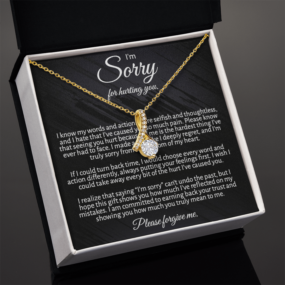 "I'm  Sorry" Apology Gift for Her - Alluring Beauty necklace with Message Card