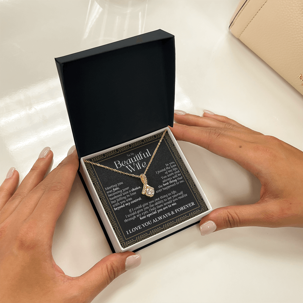 To My Beautiful Wife – Alluring Beauty Necklace Gift (Birthday, Anniversary, Christmas)