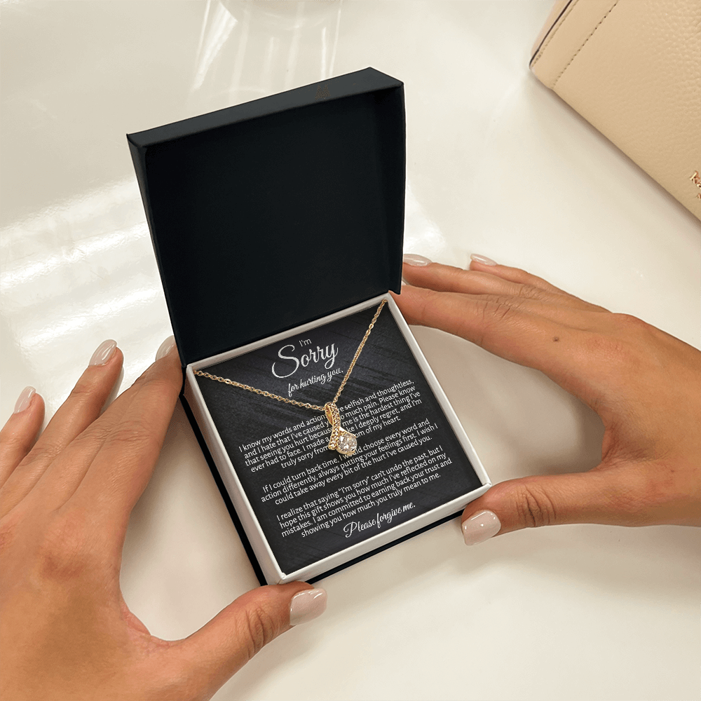 "I'm  Sorry" Apology Gift for Her - Alluring Beauty necklace with Message Card
