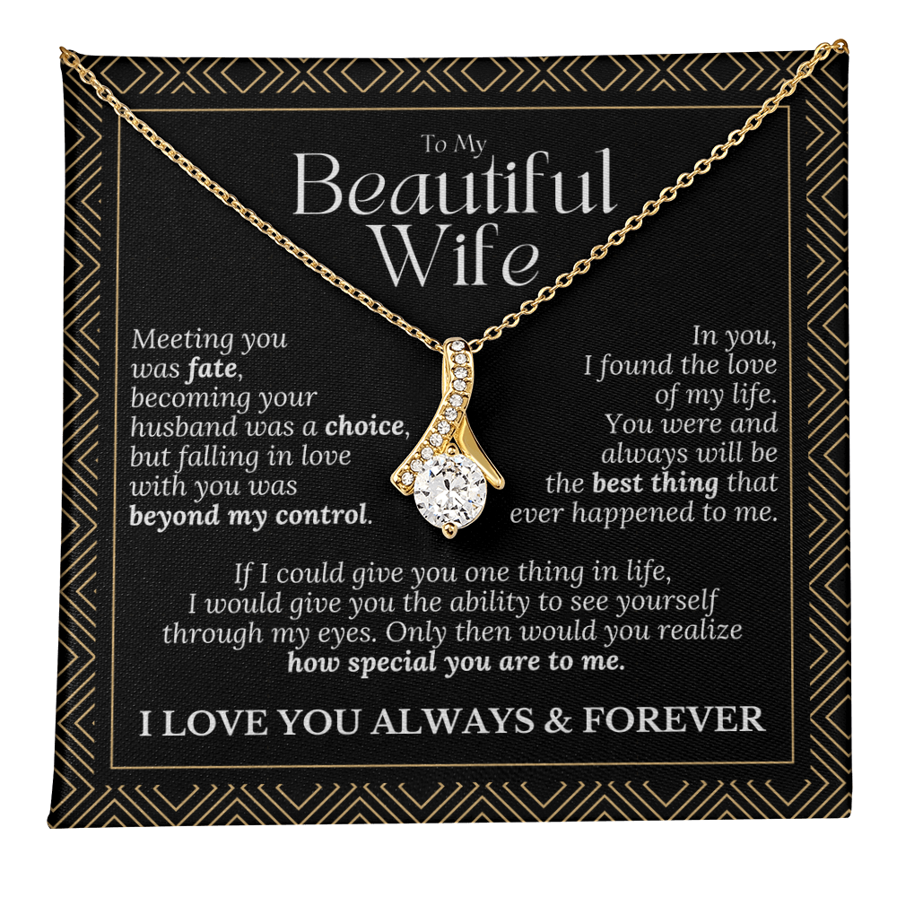 To My Beautiful Wife – Alluring Beauty Necklace Gift (Birthday, Anniversary, Christmas)