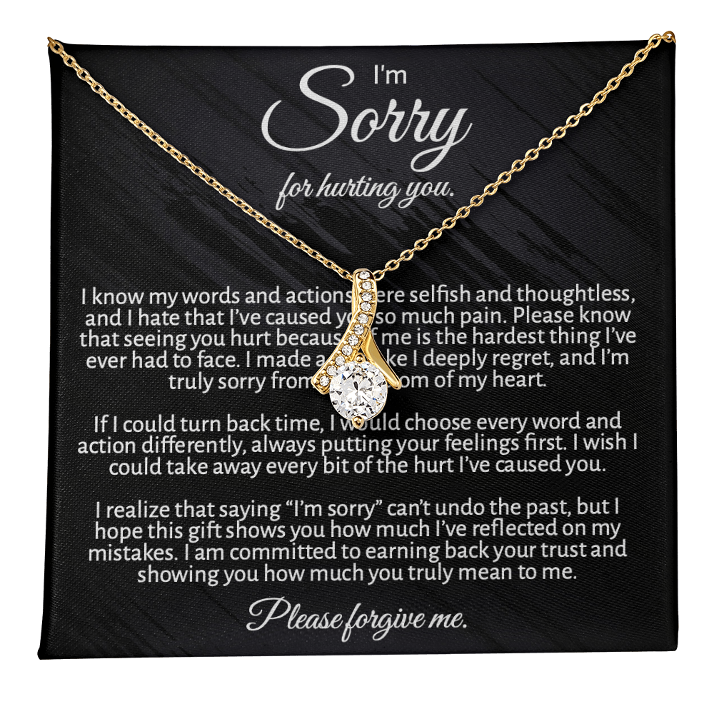 "I'm  Sorry" Apology Gift for Her - Alluring Beauty necklace with Message Card