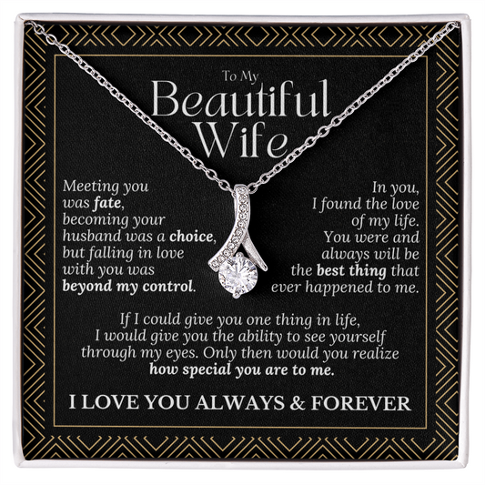 To My Beautiful Wife – Alluring Beauty Necklace Gift (Birthday, Anniversary, Christmas)