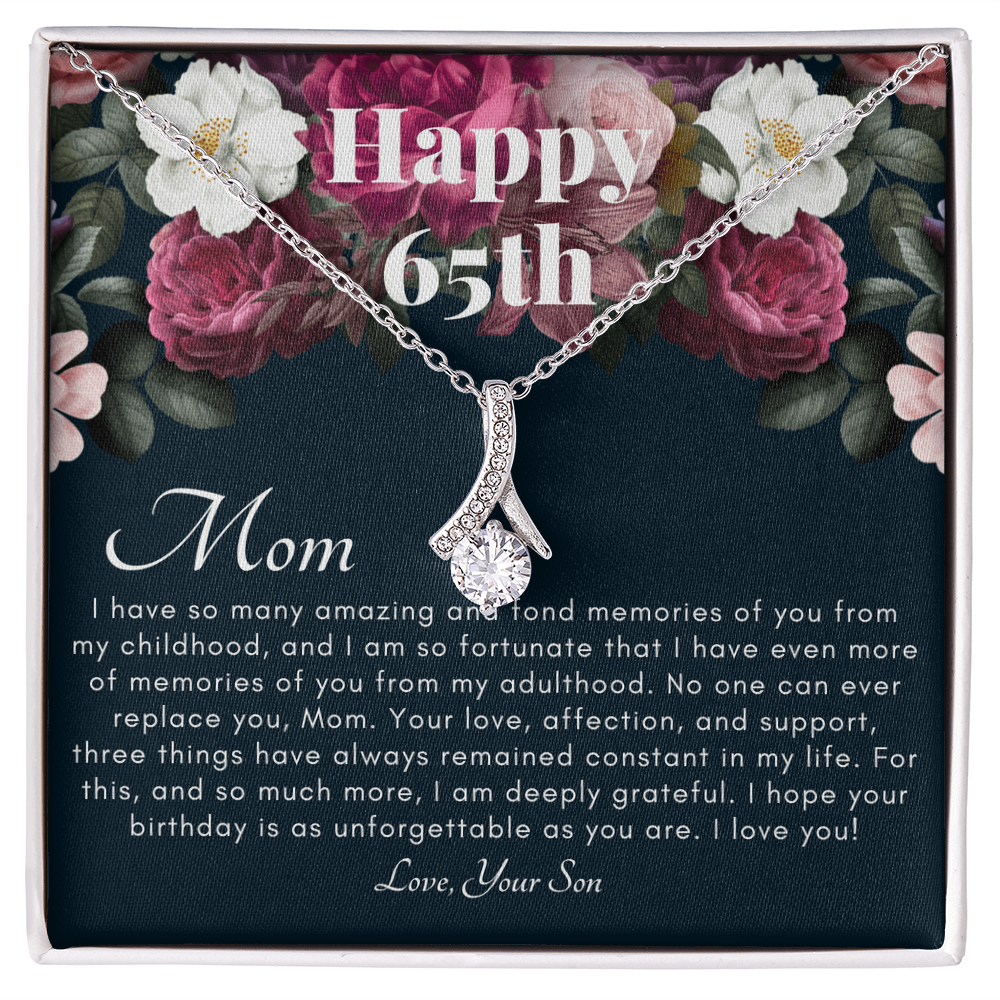 To My Mother: 65th Birthday Jewelry Gift with Message Card