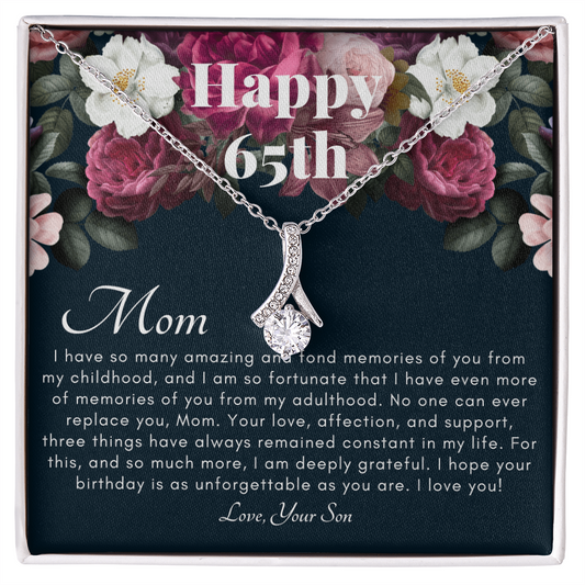 To My Mother: 65th Birthday Jewelry Gift with Message Card