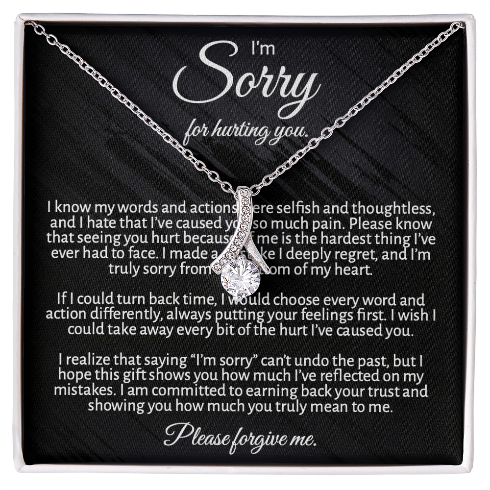 "I'm  Sorry" Apology Gift for Her - Alluring Beauty necklace with Message Card