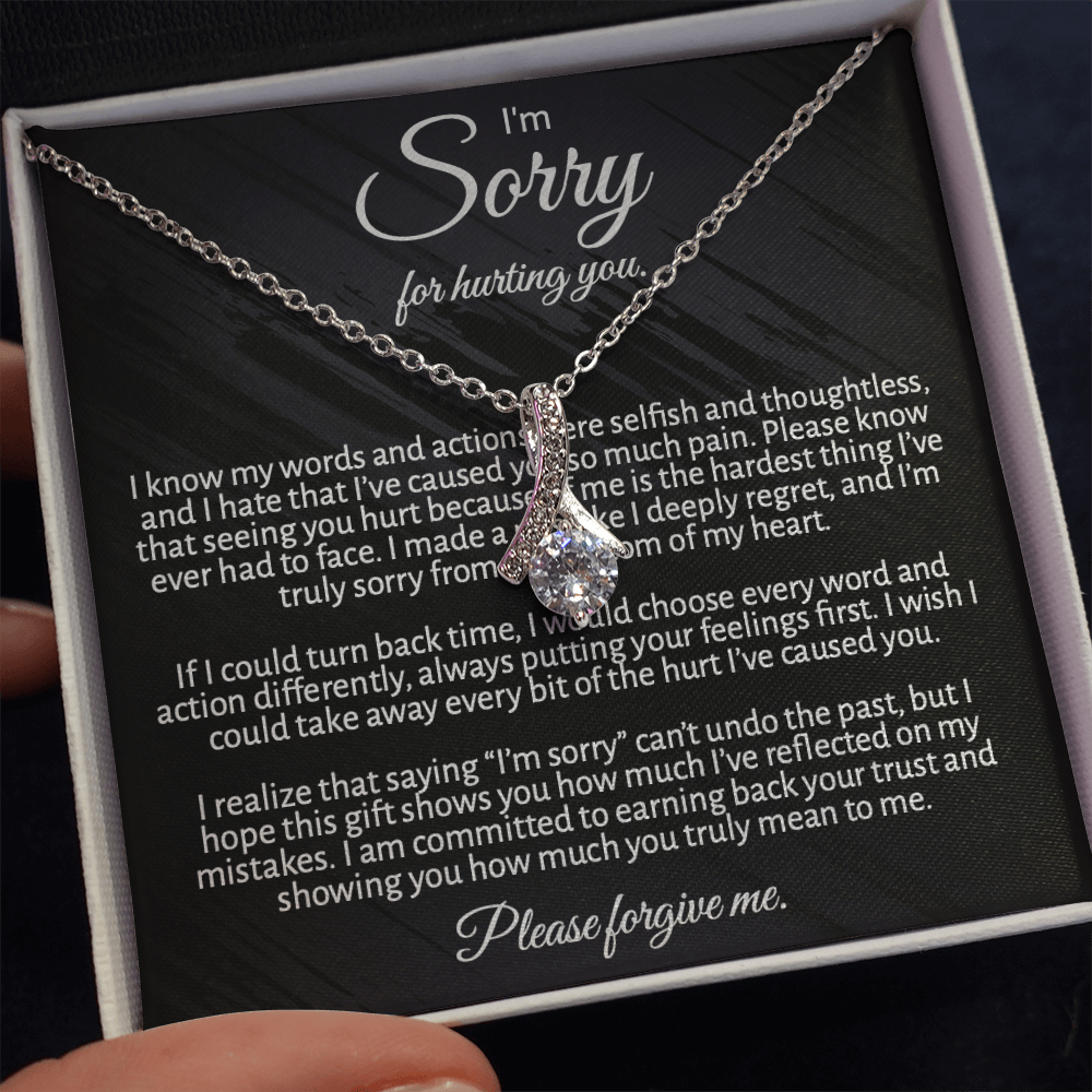 "I'm  Sorry" Apology Gift for Her - Alluring Beauty necklace with Message Card
