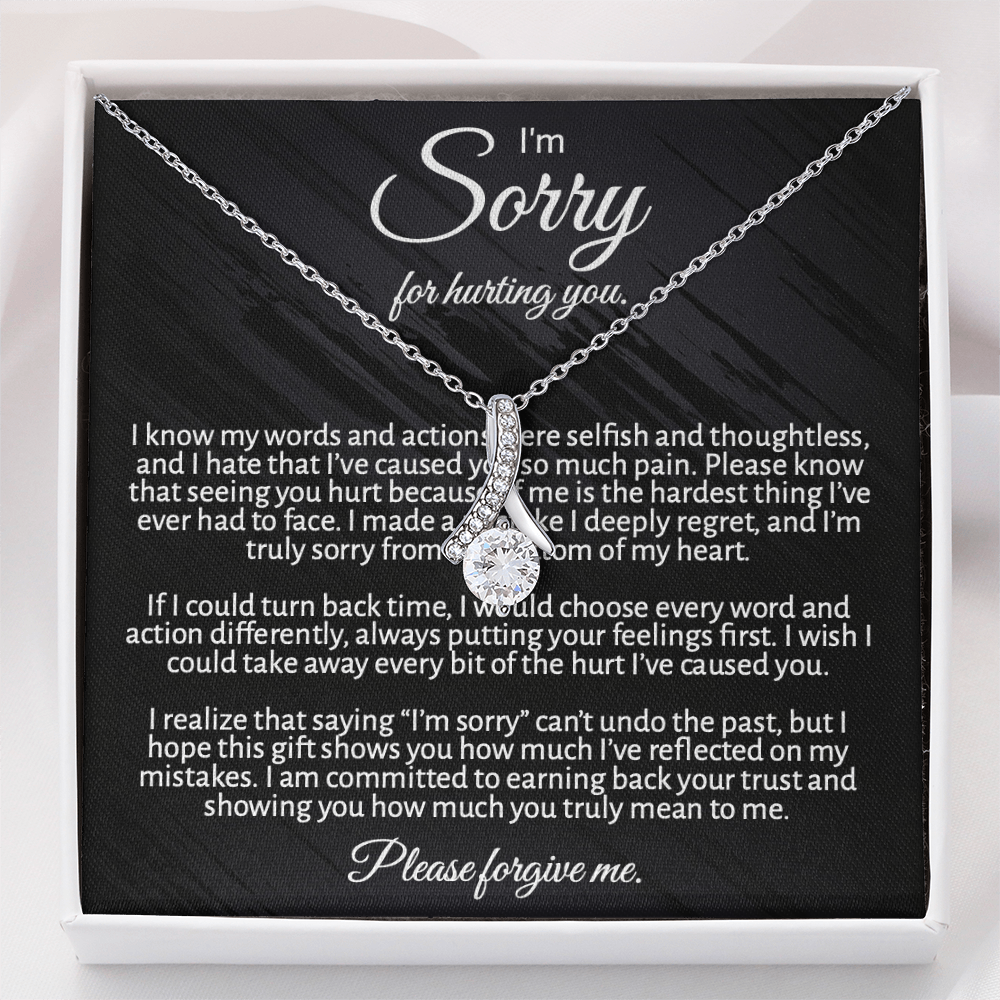 "I'm  Sorry" Apology Gift for Her - Alluring Beauty necklace with Message Card