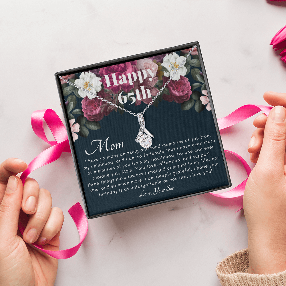 To My Mother: 65th Birthday Jewelry Gift with Message Card