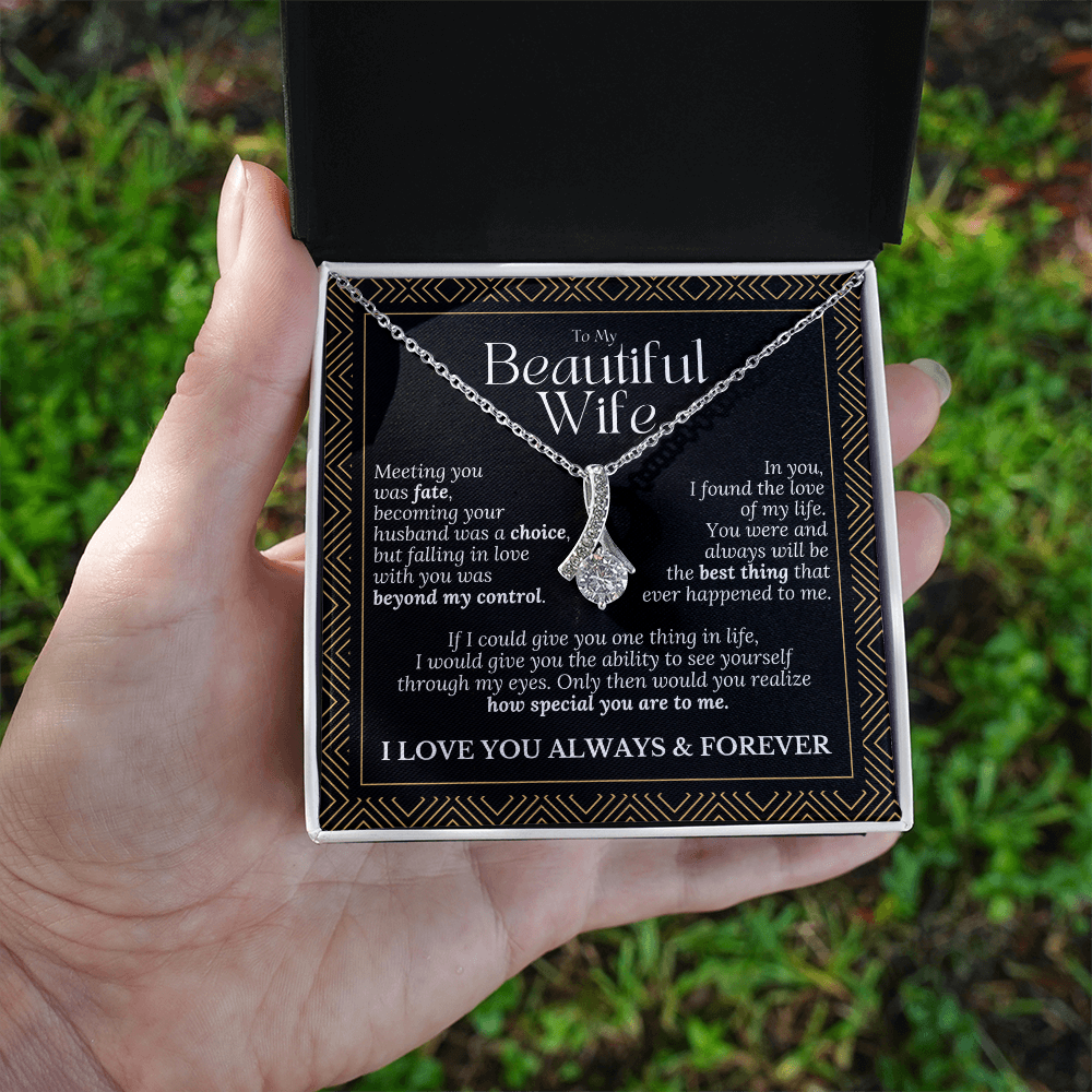 To My Beautiful Wife – Alluring Beauty Necklace Gift (Birthday, Anniversary, Christmas)