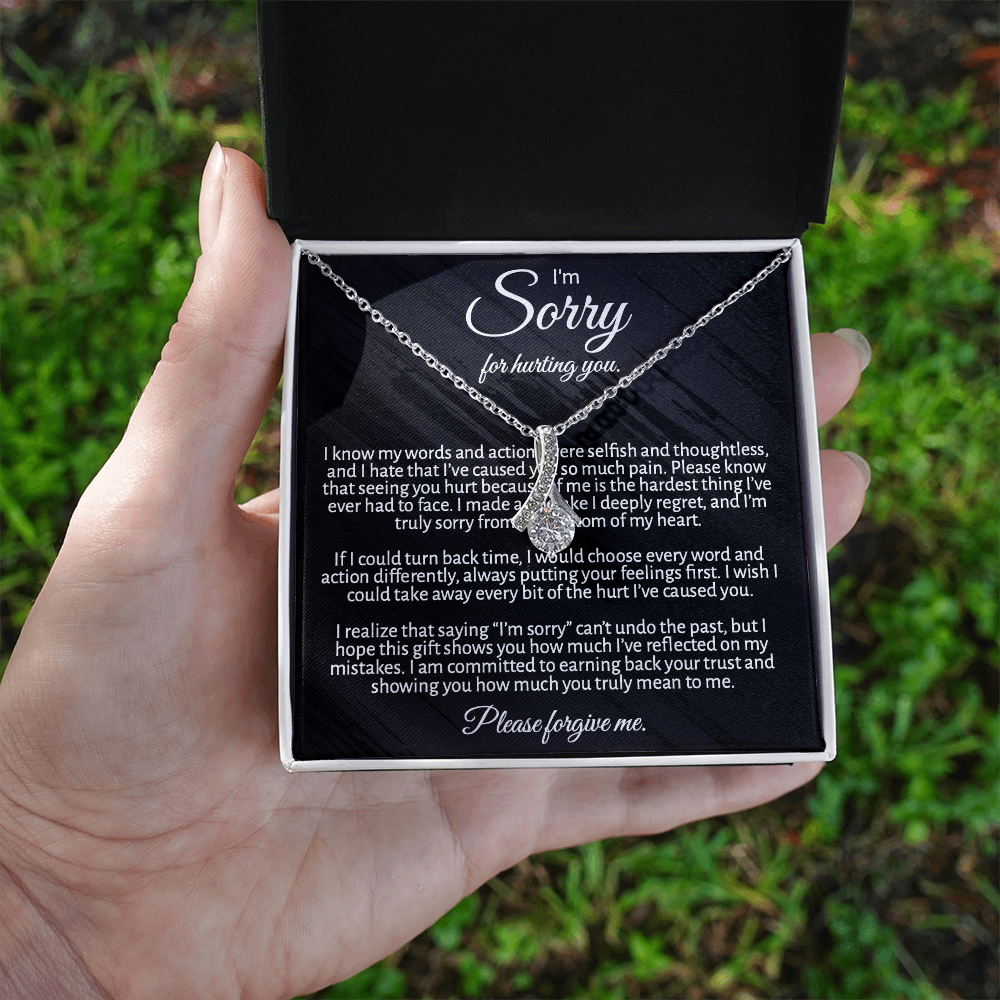"I'm  Sorry" Apology Gift for Her - Alluring Beauty necklace with Message Card