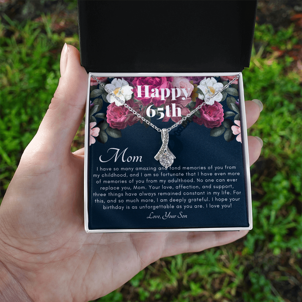 To My Mother: 65th Birthday Jewelry Gift with Message Card
