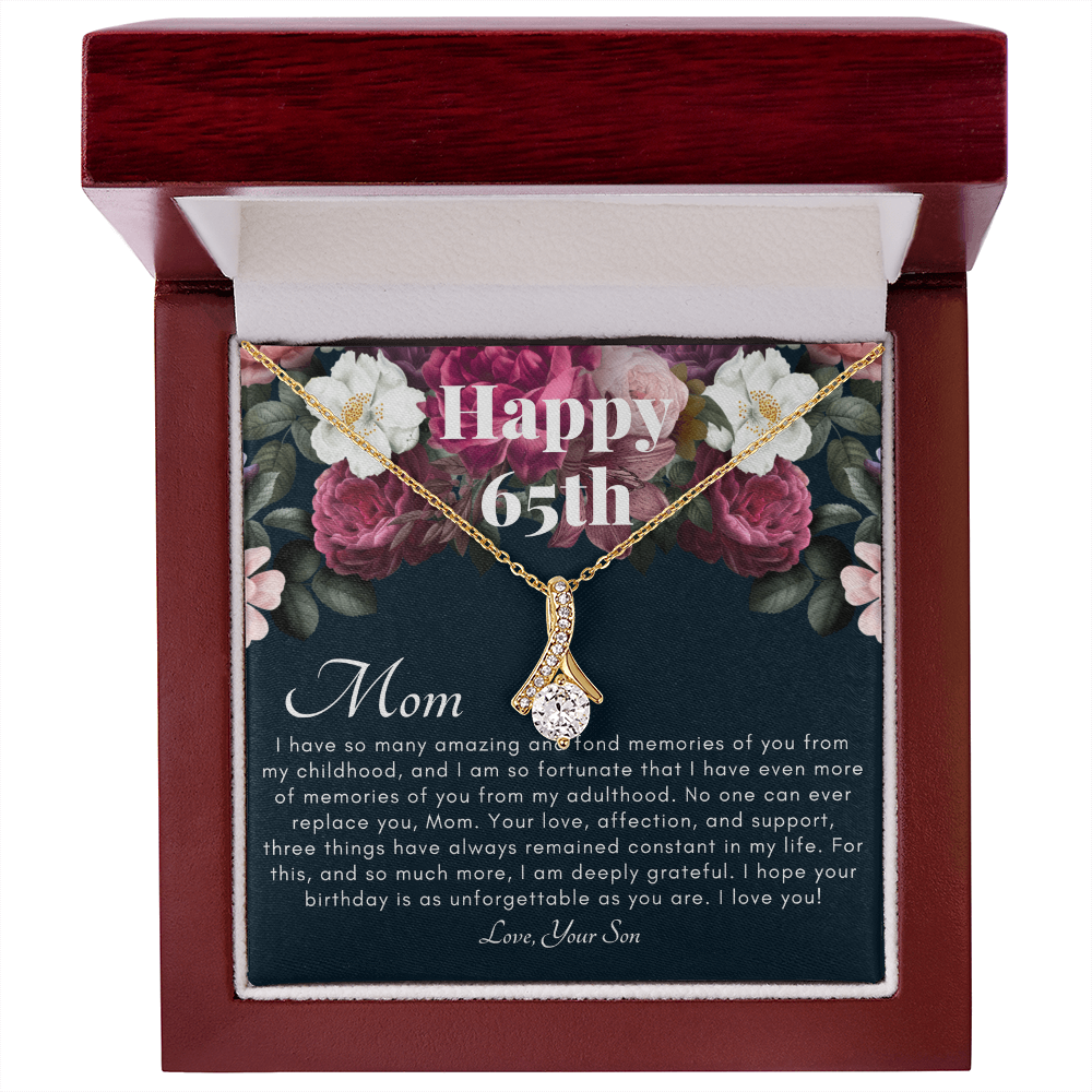 To My Mother: 65th Birthday Jewelry Gift with Message Card