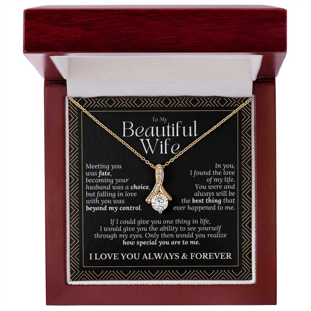To My Beautiful Wife – Alluring Beauty Necklace Gift (Birthday, Anniversary, Christmas)
