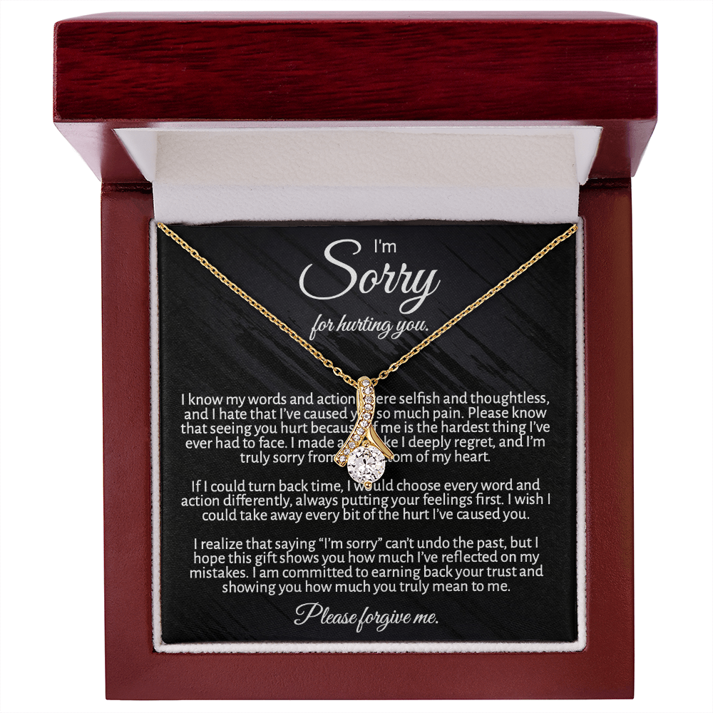 "I'm  Sorry" Apology Gift for Her - Alluring Beauty necklace with Message Card