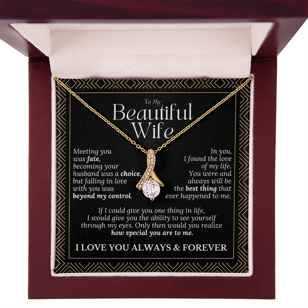 To My Beautiful Wife – Alluring Beauty Necklace Gift (Birthday, Anniversary, Christmas)