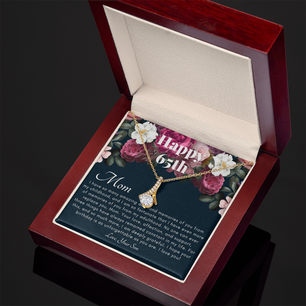 To My Mother: 65th Birthday Jewelry Gift with Message Card