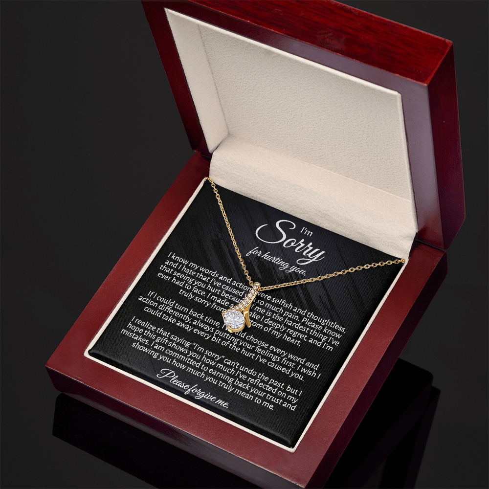 "I'm  Sorry" Apology Gift for Her - Alluring Beauty necklace with Message Card
