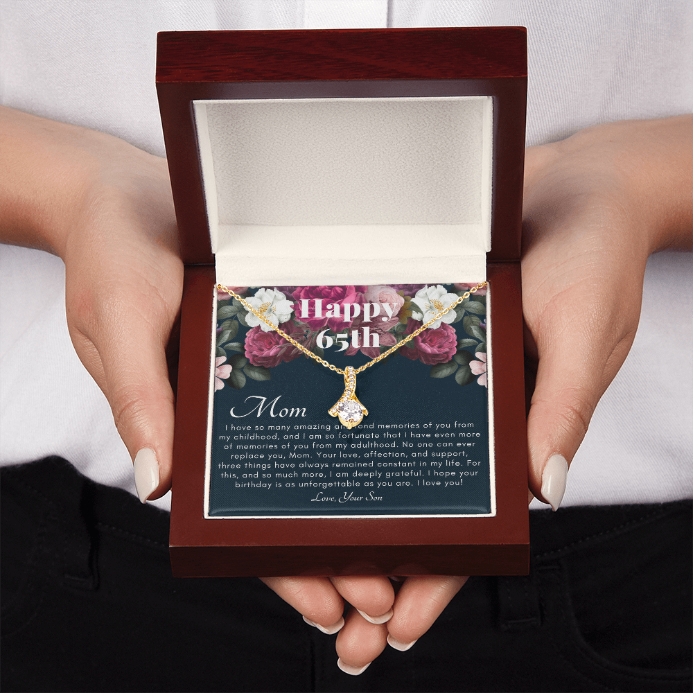 To My Mother: 65th Birthday Jewelry Gift with Message Card