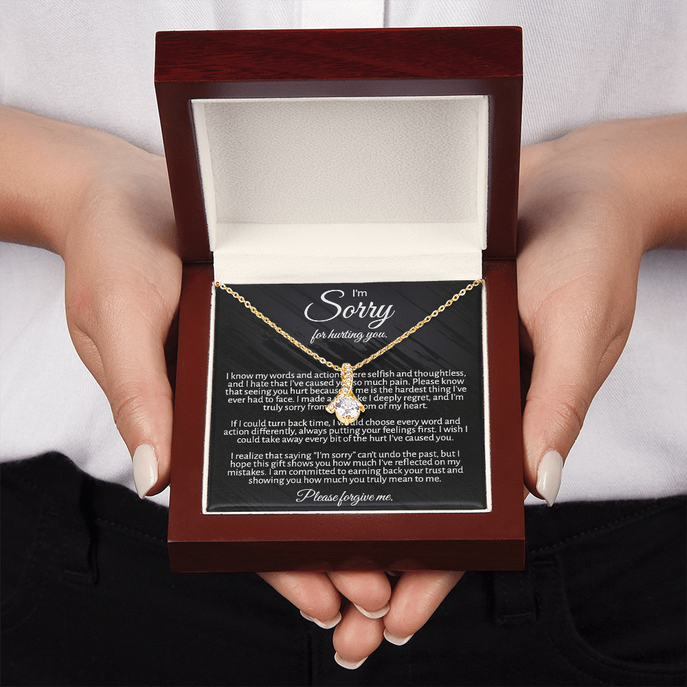 "I'm  Sorry" Apology Gift for Her - Alluring Beauty necklace with Message Card