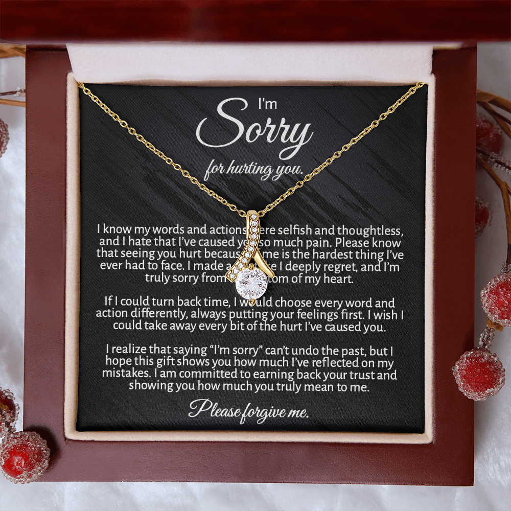 "I'm  Sorry" Apology Gift for Her - Alluring Beauty necklace with Message Card