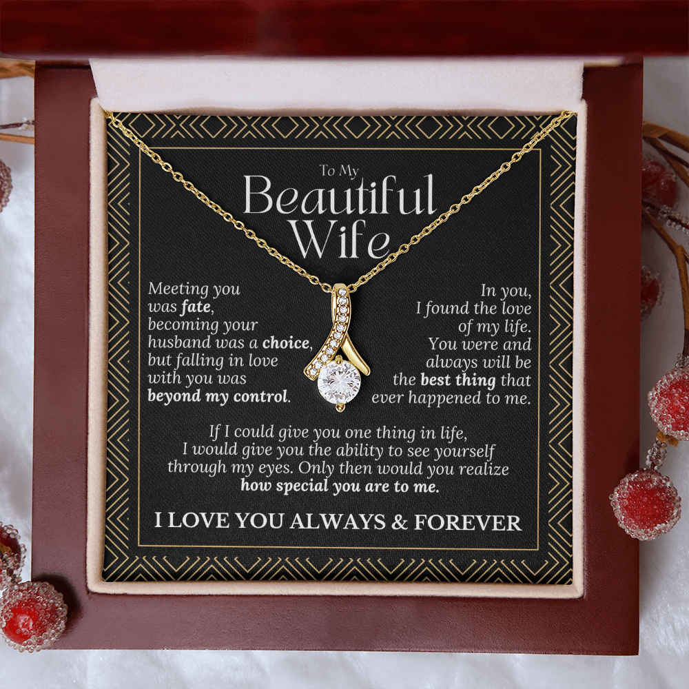 To My Beautiful Wife – Alluring Beauty Necklace Gift (Birthday, Anniversary, Christmas)