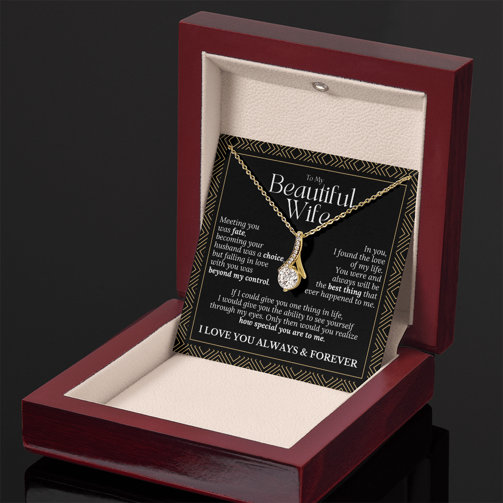 To My Beautiful Wife – Alluring Beauty Necklace Gift (Birthday, Anniversary, Christmas)