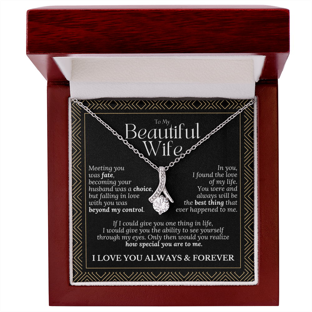 To My Beautiful Wife – Alluring Beauty Necklace Gift (Birthday, Anniversary, Christmas)