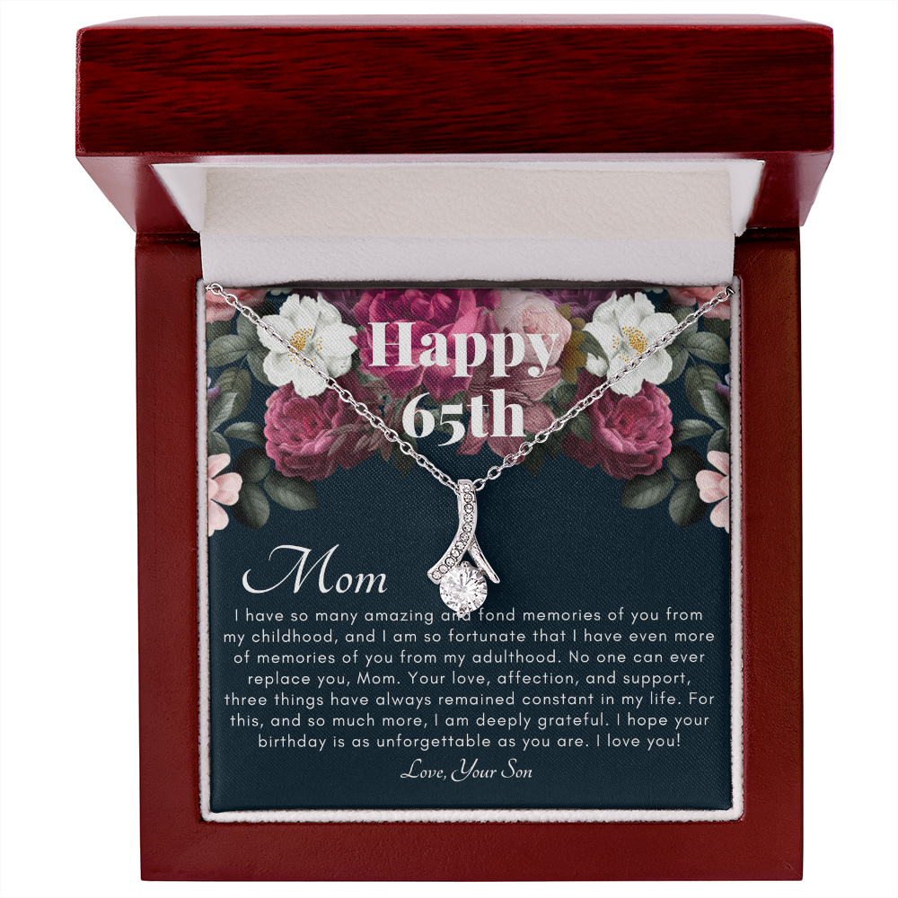 To My Mother: 65th Birthday Jewelry Gift with Message Card
