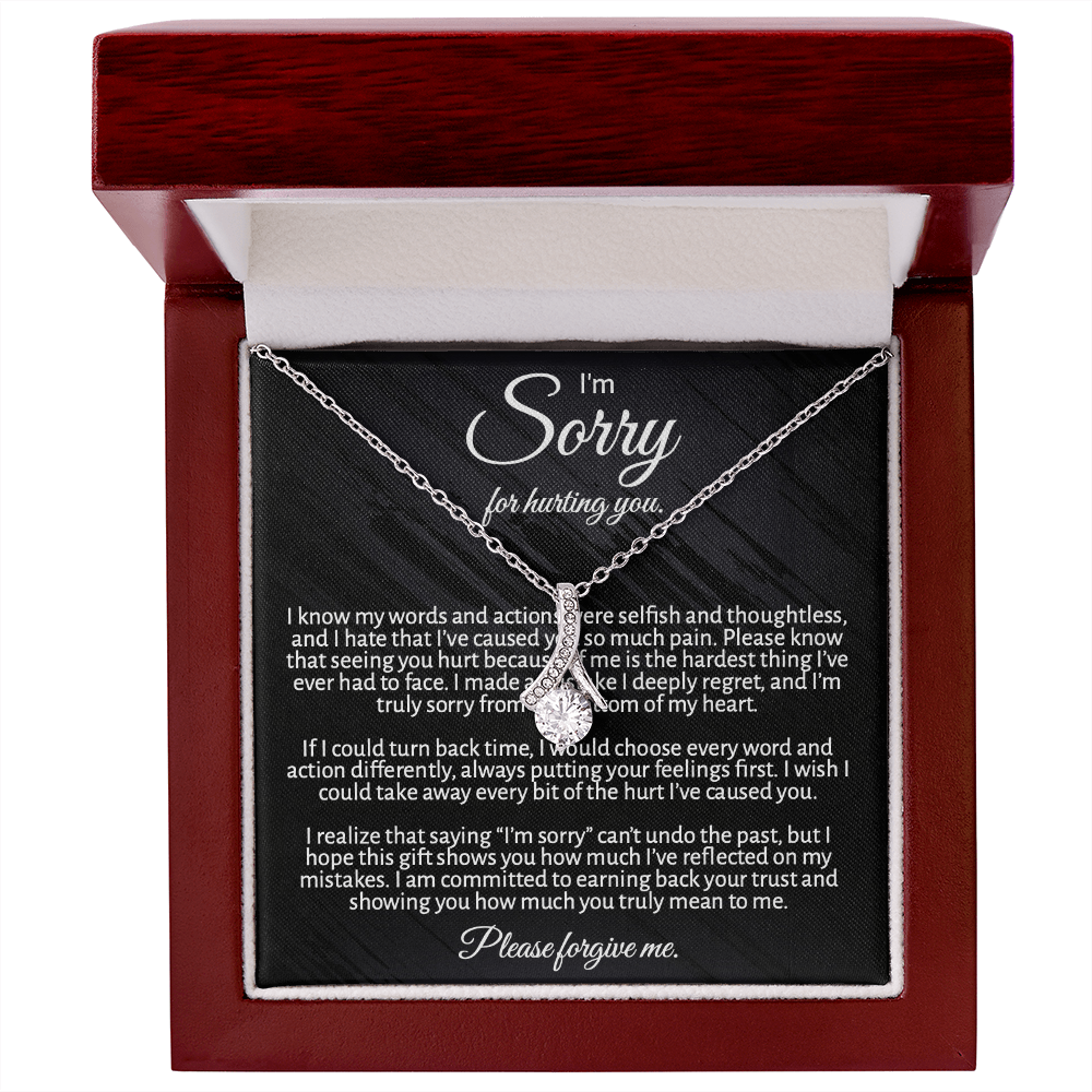 "I'm  Sorry" Apology Gift for Her - Alluring Beauty necklace with Message Card