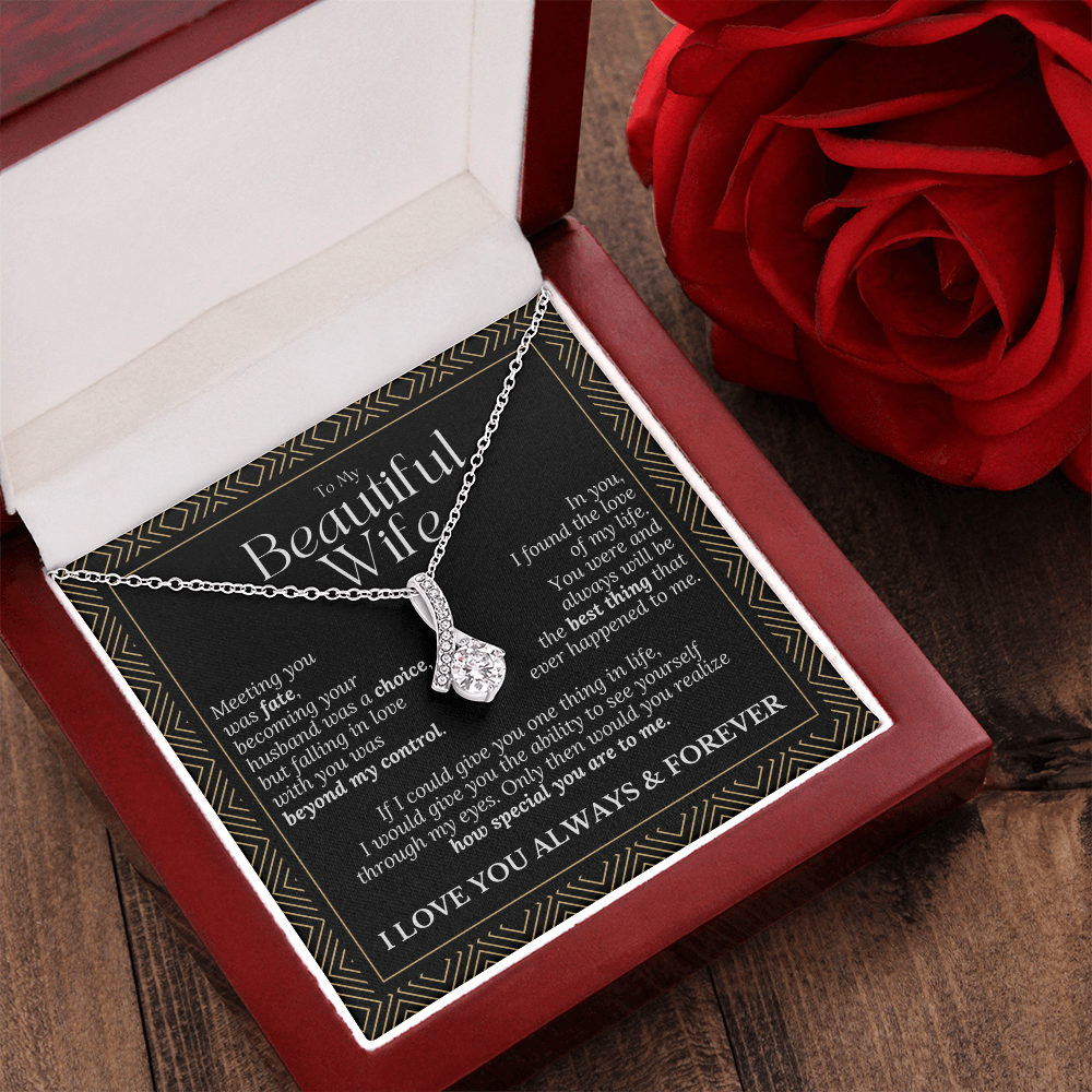 To My Beautiful Wife – Alluring Beauty Necklace Gift (Birthday, Anniversary, Christmas)