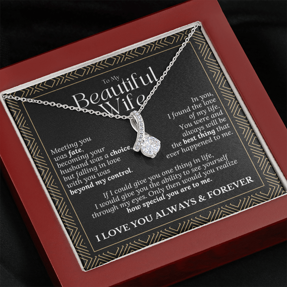 To My Beautiful Wife – Alluring Beauty Necklace Gift (Birthday, Anniversary, Christmas)
