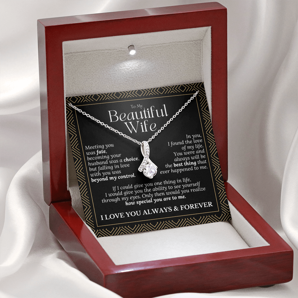 To My Beautiful Wife – Alluring Beauty Necklace Gift (Birthday, Anniversary, Christmas)