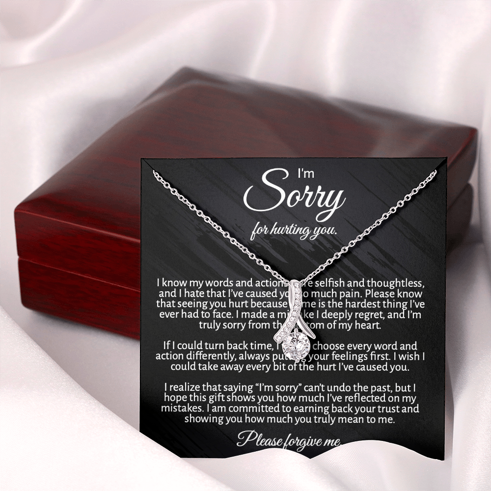 "I'm  Sorry" Apology Gift for Her - Alluring Beauty necklace with Message Card