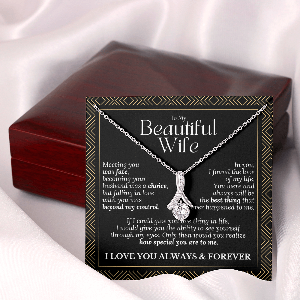To My Beautiful Wife – Alluring Beauty Necklace Gift (Birthday, Anniversary, Christmas)