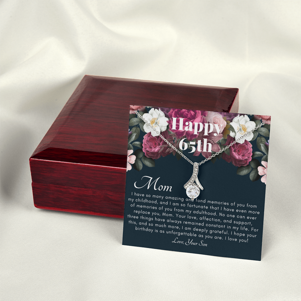To My Mother: 65th Birthday Jewelry Gift with Message Card