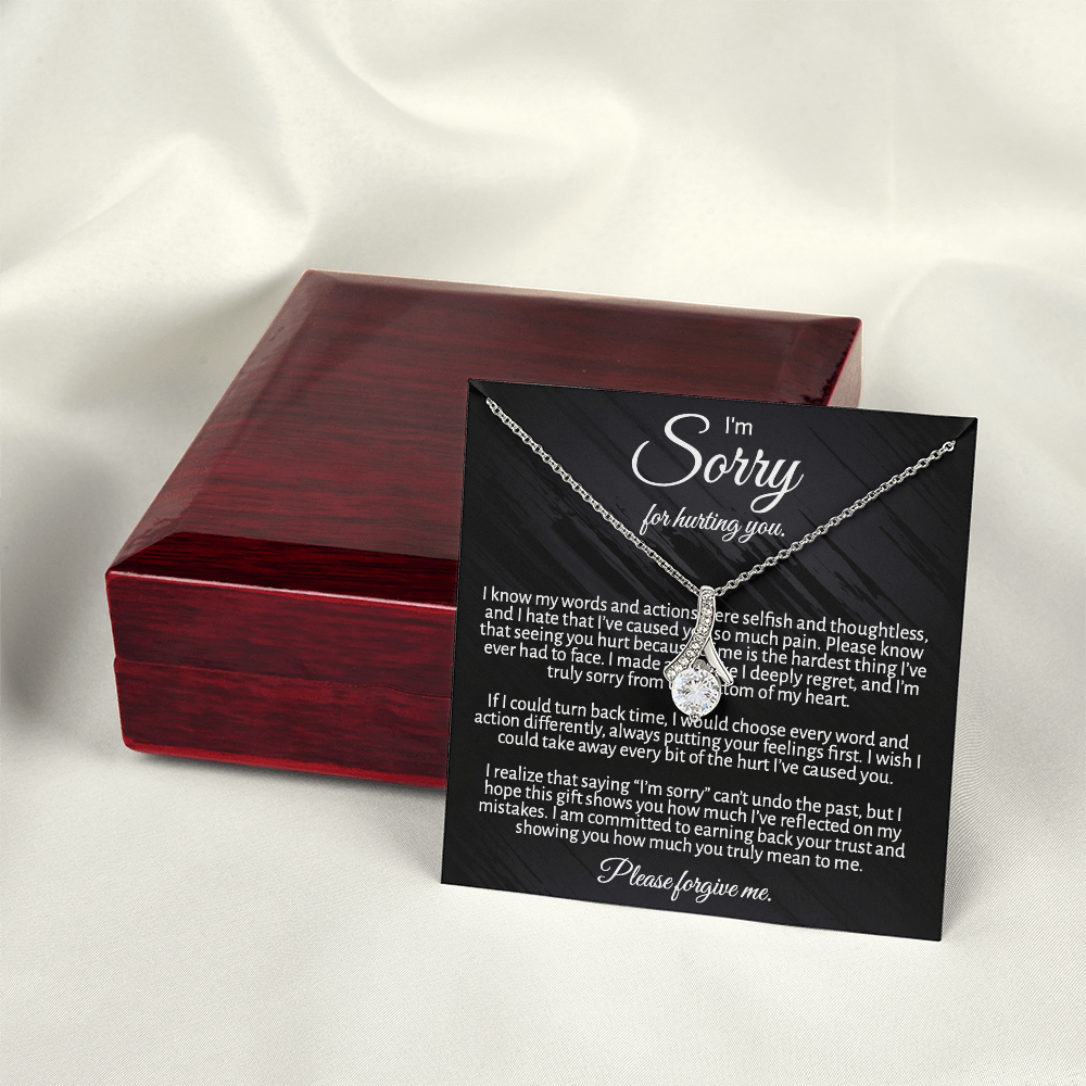 "I'm  Sorry" Apology Gift for Her - Alluring Beauty necklace with Message Card