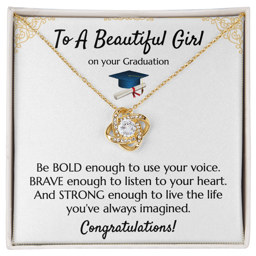 Empowering Graduation Jewelry - Bold Brave Strong Necklace Gift for Daughter or Granddaughter