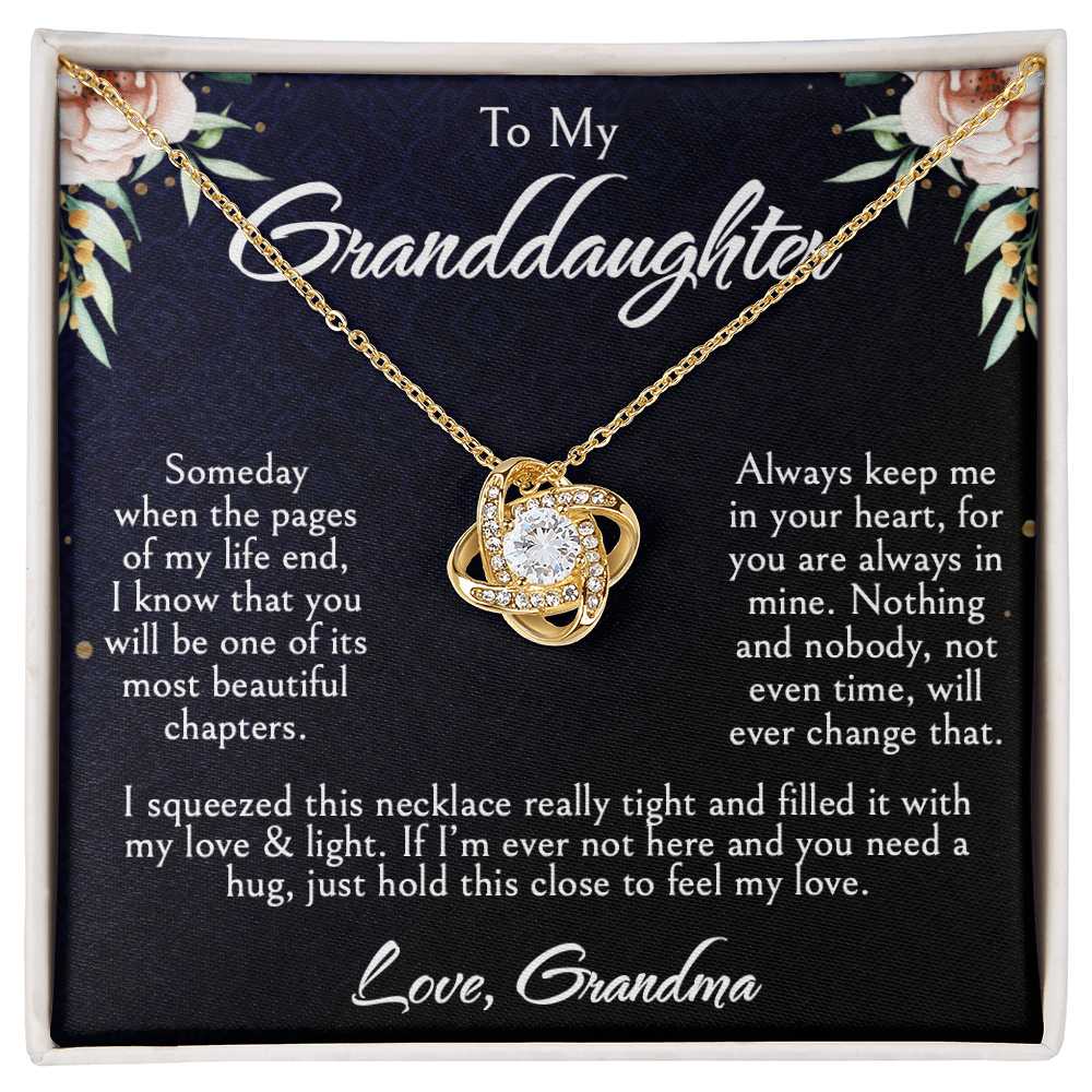 To My Granddaughter Necklace, Love Knot Pendant, Birthday, Graduation, Christmas, Mother's Day Gift From Grandma, Jewelry with LED Box & Message Card