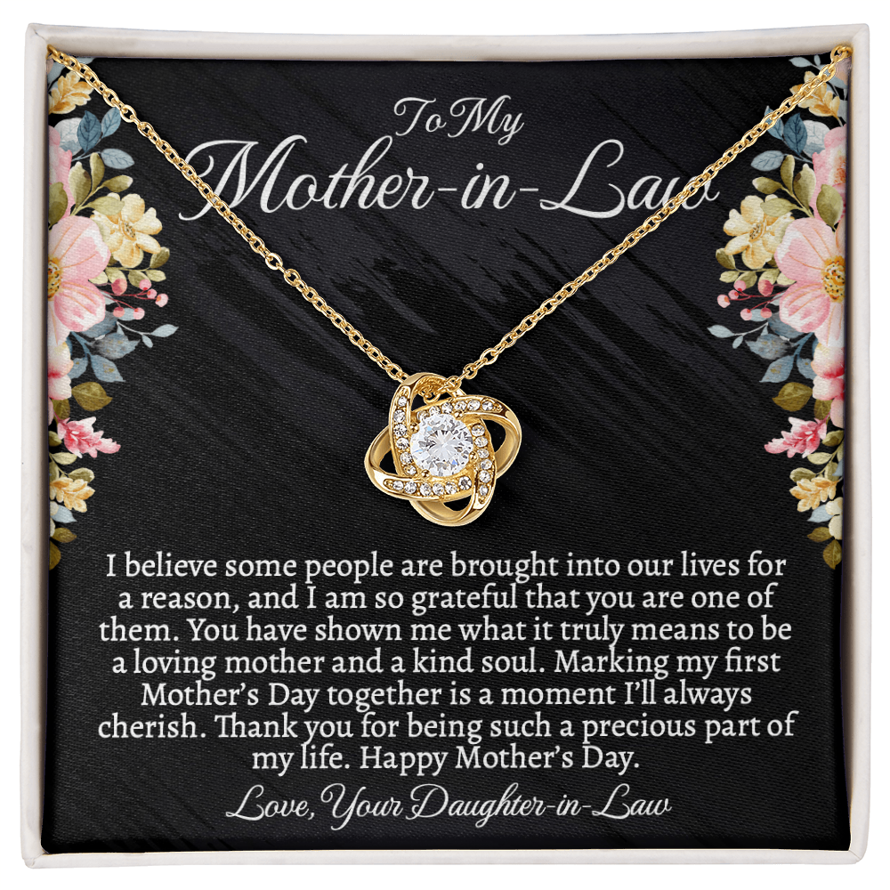 First Mother's Day Gift for Mother-in-Law, Meaningful Love Knot Necklace with Personalized Message Card, Daughter-in-Law to Mother-in-Law Jewelry