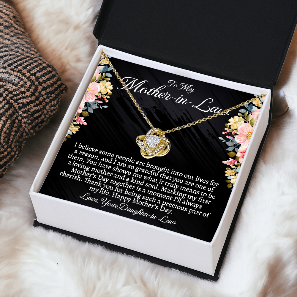 First Mother's Day Gift for Mother-in-Law, Meaningful Love Knot Necklace with Personalized Message Card, Daughter-in-Law to Mother-in-Law Jewelry