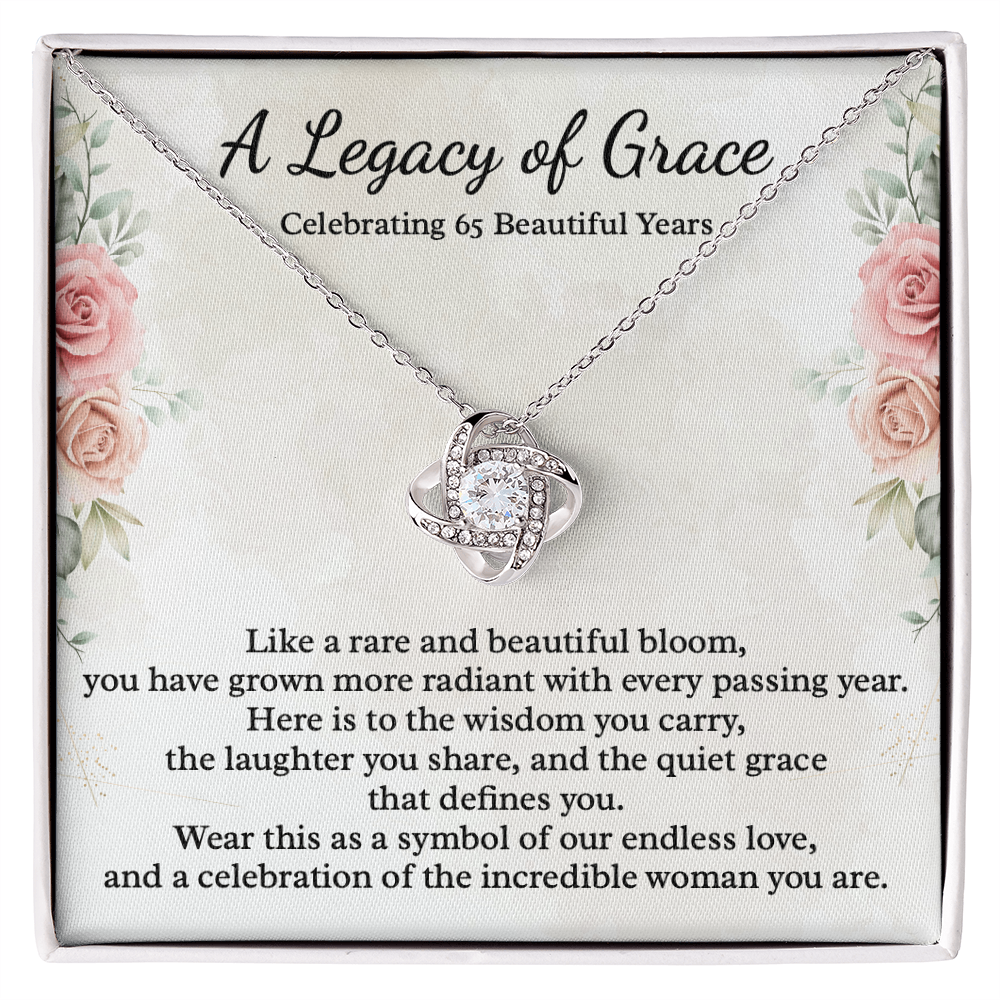 65th Birthday Gift for Women, 14k White Gold Necklace, A Legacy of Grace Jewelry