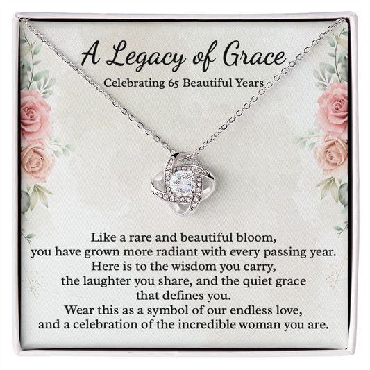 65th Birthday Gift for Women, 14k White Gold Necklace, A Legacy of Grace Jewelry