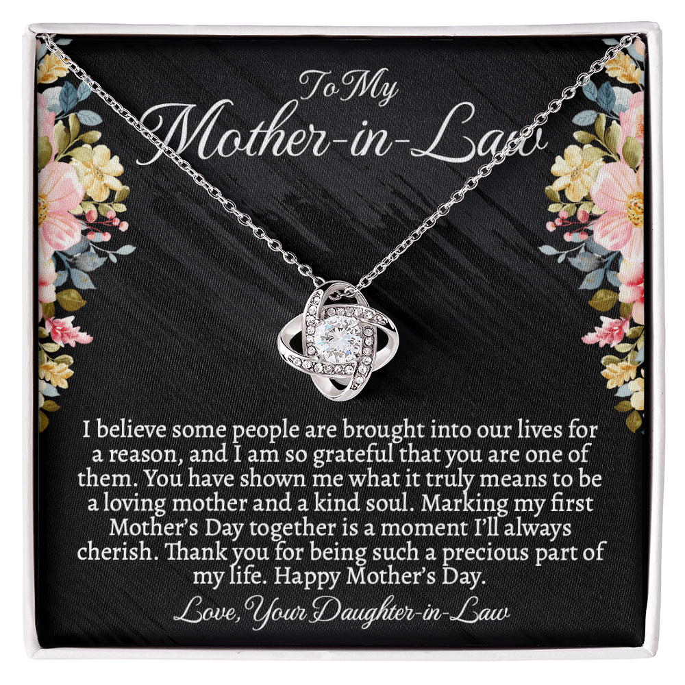 First Mother's Day Gift for Mother-in-Law, Meaningful Love Knot Necklace with Personalized Message Card, Daughter-in-Law to Mother-in-Law Jewelry
