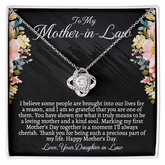 First Mother's Day Gift for Mother-in-Law, Meaningful Love Knot Necklace with Personalized Message Card, Daughter-in-Law to Mother-in-Law Jewelry