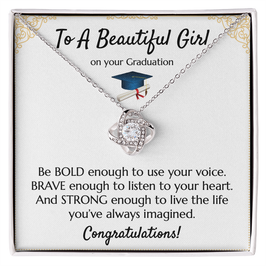Empowering Graduation Jewelry - Bold Brave Strong Necklace Gift for Daughter or Granddaughter