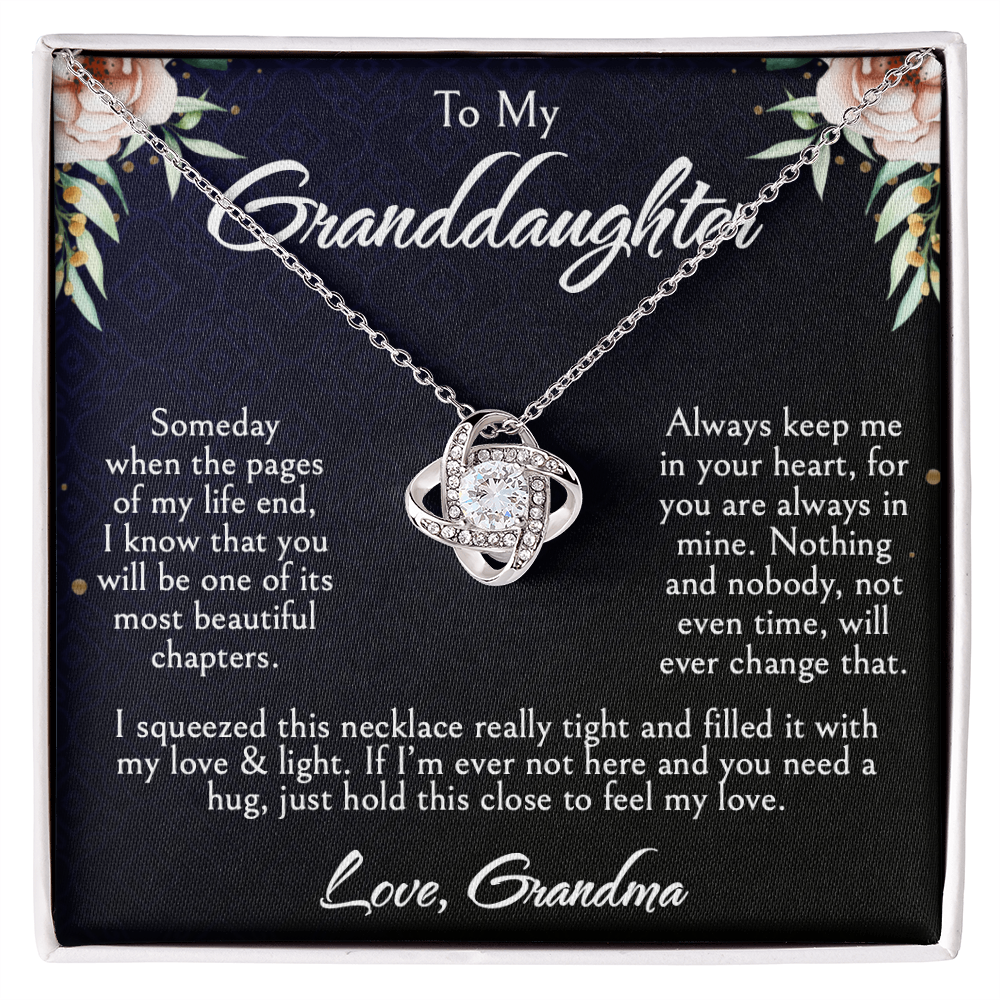 To My Granddaughter Necklace, Love Knot Pendant, Birthday, Graduation, Christmas, Mother's Day Gift From Grandma, Jewelry with LED Box & Message Card