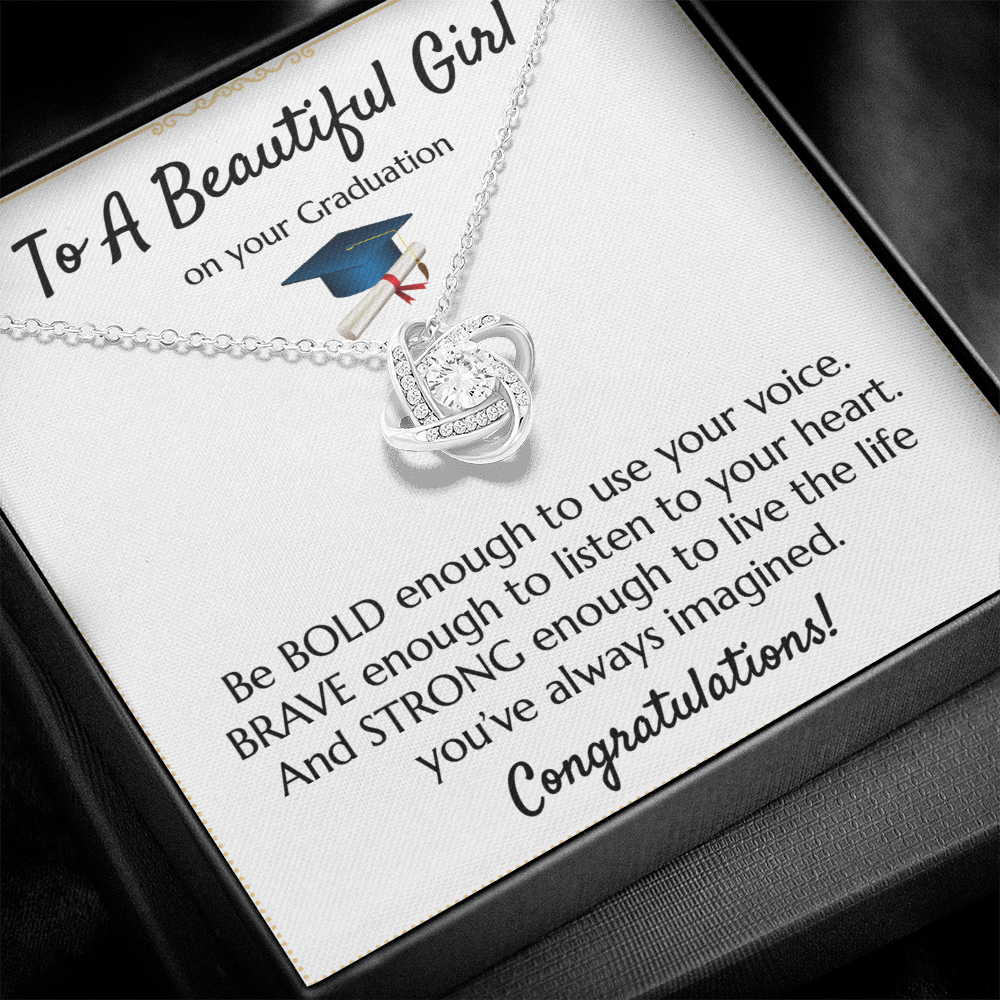Empowering Graduation Jewelry - Bold Brave Strong Necklace Gift for Daughter or Granddaughter