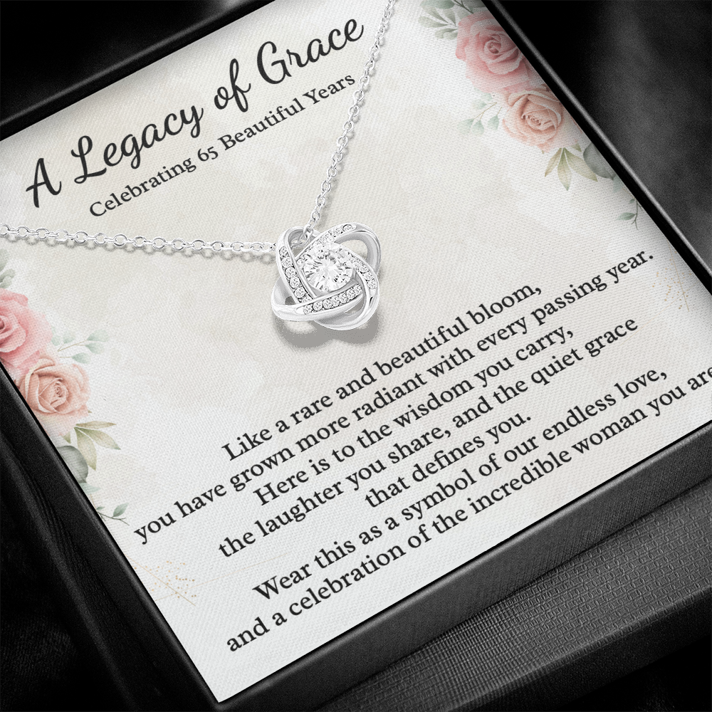 65th Birthday Gift for Women, 14k White Gold Necklace, A Legacy of Grace Jewelry